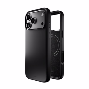 Pure Icon Magnētiskais Pro šķidra silikona viedtālruņa apvalks iPhone 17 Pro, MagSafe saderīgs, ar kameras aizsardzību un alumīnija pogām - melns