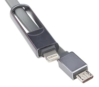 REMAX automašīnas lādētājs RCC-103 Finchy - USB - 3,4A ar Lightning + MicroUSB kabeli sudraba