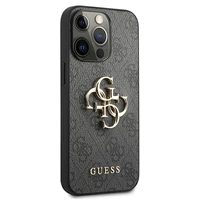 Guess GUHCP13L4GMGGR iPhone 13 Pro / iPhone 13 6.1 pelēkais ciets apvalks 4G Big Metal Logo