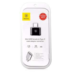 Baseus OTG adapteris mini USB – USB-C konvertētājs melns