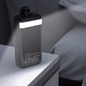 Wozinsky W8-W 30000 mAh 30W ārējais akumulators, 2x USB-A, USB-C, ar lukturīti, melns