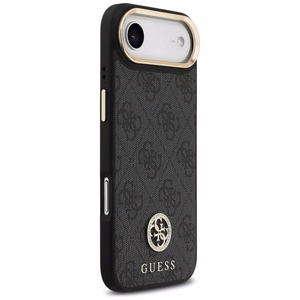 Guess 4G Strass Logo & Big Strap Metal Buttons Magnētiskais viedtālruņa apvalks iPhone Air - melns