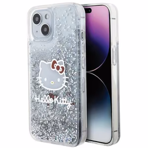 Hello Kitty šķidro spīdumu piekariņi Kitty Head viedtālruņa apvalks iPhone 14 - sudrabains