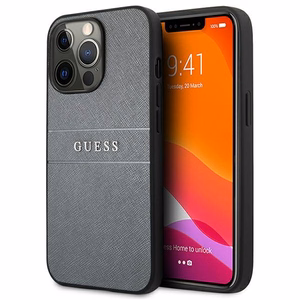 Guess GUHCP13LPSASBGR maciņš iPhone 13 Pro / 13 6,1" Saffiano Strap – pelēks