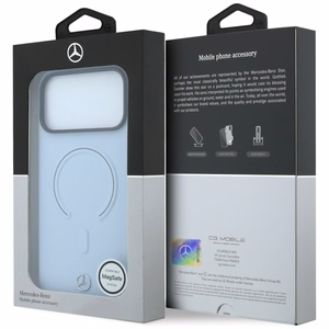 Mercedes 3D MagSafe ādas maciņš, paredzēts iPhone 18 Pro Max / 17 Pro Max, zils