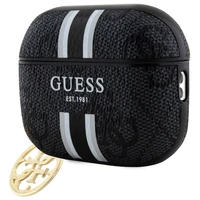 Guess GUAP2P4RPSK AirPods Pro 2 (2022/2023) apvalks melns 4G Printed Stripes Charm