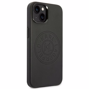 Karl Lagerfeld ādas perforēts logotipa apvalks viedtālrunim iPhone 14 Plus - melns