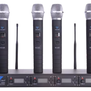 PLL-400 UHF 4 kanālu bezvadu mikrofonu sistēma ar 4 rokas mikrofoniem