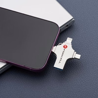 FORCELL F-DATA zibatmiņa Metal Quad 16GB USB3.2 Gen 1 (USB A / Type C / Lightning / Micro USB) sudraba