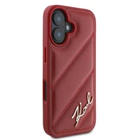 Karl Lagerfeld Diagonal Quilted Script viedtālruņa apvalks iPhone 16 - sarkans