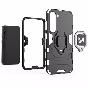 Wozinsky Ring Armor viedtālruņa apvalks Samsung Galaxy S23 bruņu apvalks ar magnētisku turētāju un gredzenu melns