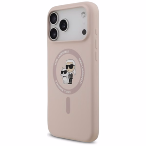 Karl Lagerfeld Silicone Karl&Choupette Ring MagSafe Case for iPhone 17 Pro Max - Pink
