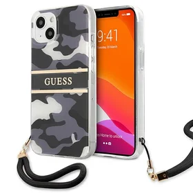 Guess GUHCP13SKCABBK iPhone 13 mini 5.4" melns/melns cietais apvalks Camo Siksnas Kolekcija
