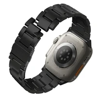 UNIQ siksniņa Osta Apple Watch 42/44/45/     49mm Series 1/2/3/4/5/6/7/8/9/10/SE/SE2/Ultra/Ultra 2 nerūsējošā tērauda melns/melns