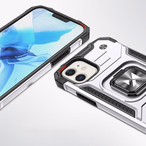 Wozinsky Ring Armor iPhone 14 viedtālruņa apvalks ar magnētisko turētāju gredzenu sudraba krāsas
