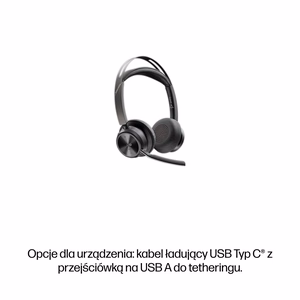HP Poly Voyager Focus 2-M USB-C-C austiņas USB-C/A adapteris uzlādes statīvs