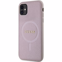 Guess GUHMN61PSAHMCP viedtālruņa apvalks iPhone 11 / Xr - rozā Saffiano Magnētiskais