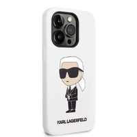 Karl Lagerfeld KLHCP14LSNIKBCH iPhone 14 Pro 6.1" cietais viedtālruņa apvalks balts/balts Silikona Ikonik