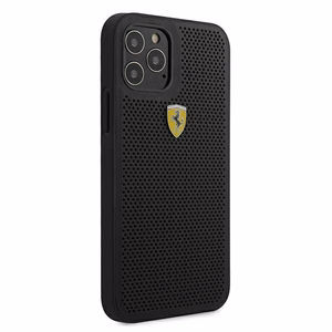 Ferrari FESPEHCP12LBK iPhone 12 Pro Max 6.7" melns/melns cietais apvalks On Track Perforated