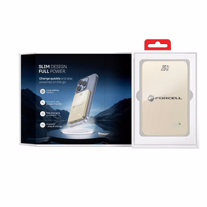 Portatīvais lādētājs saderīgs ar MagSafe Forcell F-Energy SuperSlim F5K8 QC4.0 PD3.0 15W 5000 mAh titāna dykuma krāsa