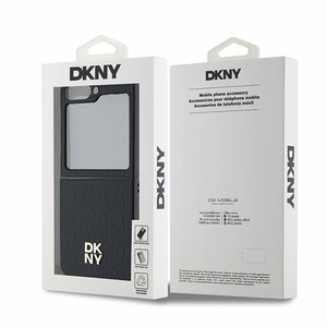 DKNY Viedtālruņa apvalks Samsung Galaxy Z Flip6 ar atkārtojošu Stack Logo dizainu – melns