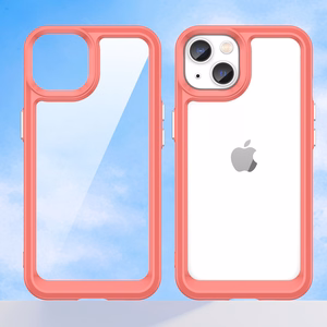 Outer Space viedtālruņa apvalks iPhone 14 Plus ciets vāciņš ar gēla rāmi sarkans