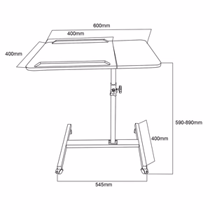 Maclean pārvietojams galdiņš un klēpjdatora statīvs, melnā krāsā, regulējams augstums 59-89cm, līdz 30kg, MC-121 B