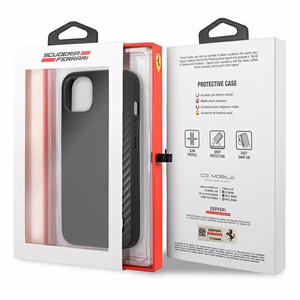 Ferrari FESAXHCP13SBK iPhone 13 mini 5.4" melns/melns cietais apvalks On Track Carbon Stripe