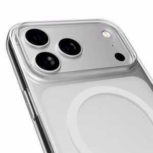 Puro Lite Mag TPU+PC viedtālruņa apvalks saderīgs ar MagSafe iPhone 17 Pro - caurspīdīgs ar baltu gredzenu