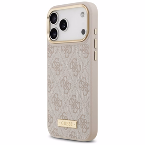 Guess 4G Logo Plate MagSafe Чехол для iPhone 17 Pro Max - розовый