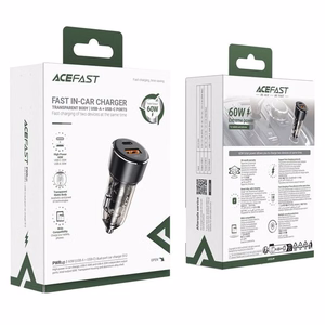 Acefast B12 automašīnas lādētājs 60W USB-A / USB-C - melns