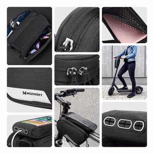 Wozinsky frame bike bag + detachable phone cover up to 6.5 "1.5l black (WBB7BK)
