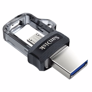 SanDisk 173386 USB zibatmiņas disks 128 GB USB Type-A / Micro-USB melns, caurspīdīgs