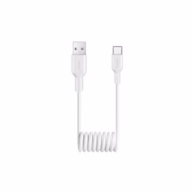 Puro 10W USB-A - USB-C spirālveida kabelis 1m - balts
