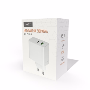 Setty sienas lādētājs PD+QC USB + USB-C 45W LSI-01white JO