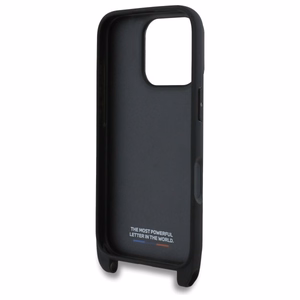 BMW M Edition Carbon Tricolor Lines & Strap Case for iPhone 16 Pro - Black