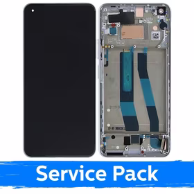 LCD Displejs Saderīgs ar Xiaomi Mi 11 Lite 4G (Lite 5G / Lite 5G NE) Ar Frame / Snowflake Balts / (Service Pack)