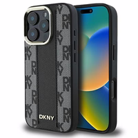 DKNY Rūtainais raksts magnētiskais iPhone 16 Pro viedtālruņa apvalks - melns