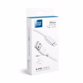 BLUE STAR LITE kabelis 3A USB A uz Lightning 1,2 m balts