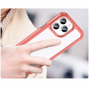 Outer Space viedtālruņa apvalks iPhone 14 Pro cietais vāks ar gēla rāmi sarkana