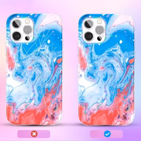 Kingxbar Watercolor Series krāsains viedtālruņa apvalks iPhone 12 Pro Max zila un rozā