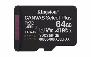 Kingston *microSD 64GB Canvas Select+ G3 100MB/s Adapt