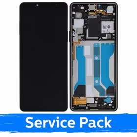 LCD displejs saderīgs ar Sony Xperia 10 V melns ar rāmi (Servisa pakotne)