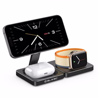 Blavec indukcijas lādētājs BQI-02 Qi 15W magnētiskais Magsafe 3 in 1 Apple/Samsung Watch (BQI02-QIMB) melns