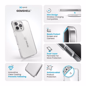 Speck GemShell vāciņš iPhone 16 Pro Max tālrunim, Clear