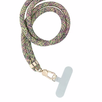 SWING (8mm) Tālruņa siksniņa, Tālruņa kulons ar regulējamu garumu / auklas garums 165cm (maks. 82.5cm cilpā) / uz pleca vai kakla - pelēki zaļa-rozā