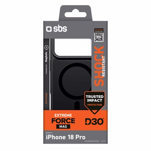 SBS D3O Force maciņš modelim iPhone 18 Pro, saderīgs ar MagSafe – melns