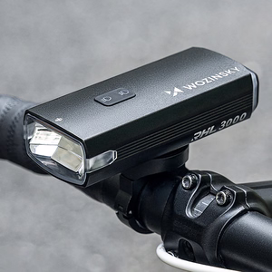 Wozinsky priekšējais velosipēda lukturis ar USB-C kabeli, 3000 lm – melns
