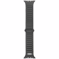 Siksniņa Audi Logo Synthetic Leather Magnetic Ring priekš Apple Watch 44/45/46/49mm melns