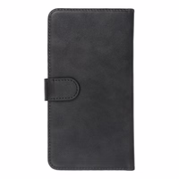 Universāls grāmatas tipa viedtālruņa apvalks COMMON izmērs L, paredzēts IPHONE 6 PLUS / 7 PLUS / 8 PLUS / XS MAX / 11 PRO MAX / SAMSUNG S20 FE / S21 FE / S10 PLUS / A10 / A32 / A54 / XIAOMI 12 LITE / HUAWEI P30 PRO, melns